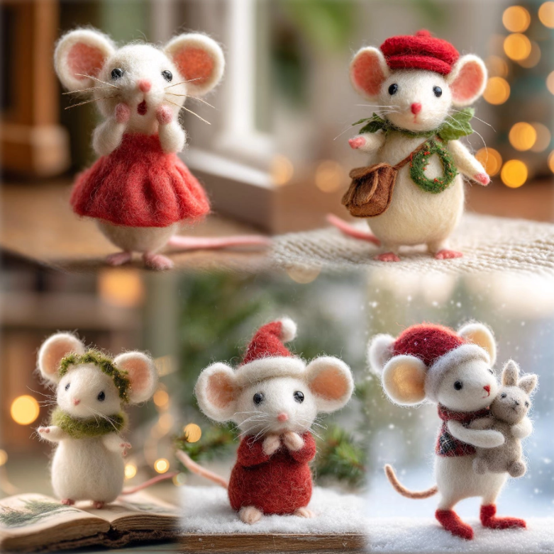 🌿 Handmade Eco-Friendly Wool Christmas Mice — Charming Felt Ornaments for a Cozy Holiday 🎄🐭✨
