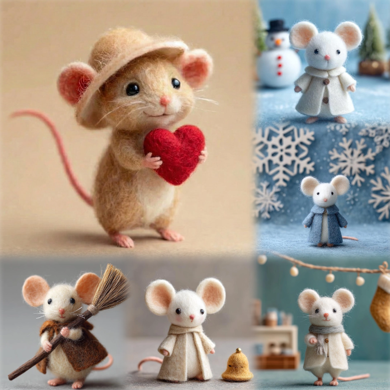 🎄🎄🎄Eco-Friendly Handmade Wool Felt Mouse — 3-Inch Natural Fiber Storybook Figurine 🐭🌿✨