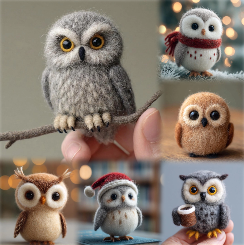 🌿✨ Eco-Friendly Needle Felted Owl Figurine – Handmade Wool Bird Sculpture for Woodland Nursery Decor 🦉💚