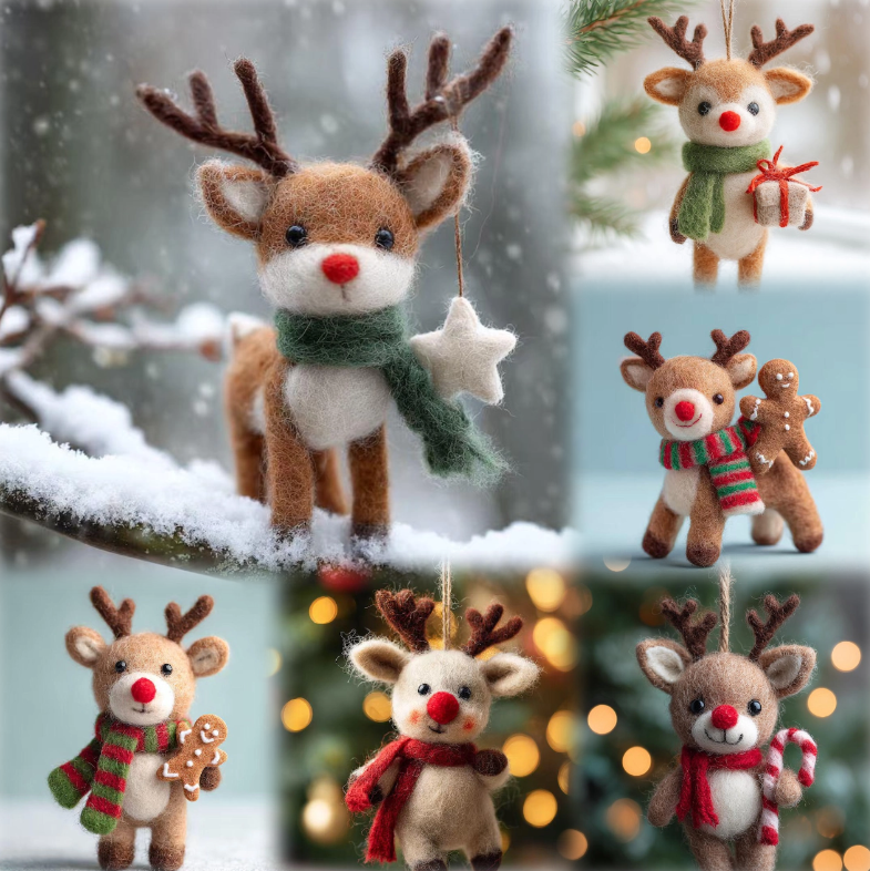 🦌🌿 Eco-Friendly Felt Reindeer Ornament – Handmade Wool Animal Figurine for Cozy Woodland Decor 🎄