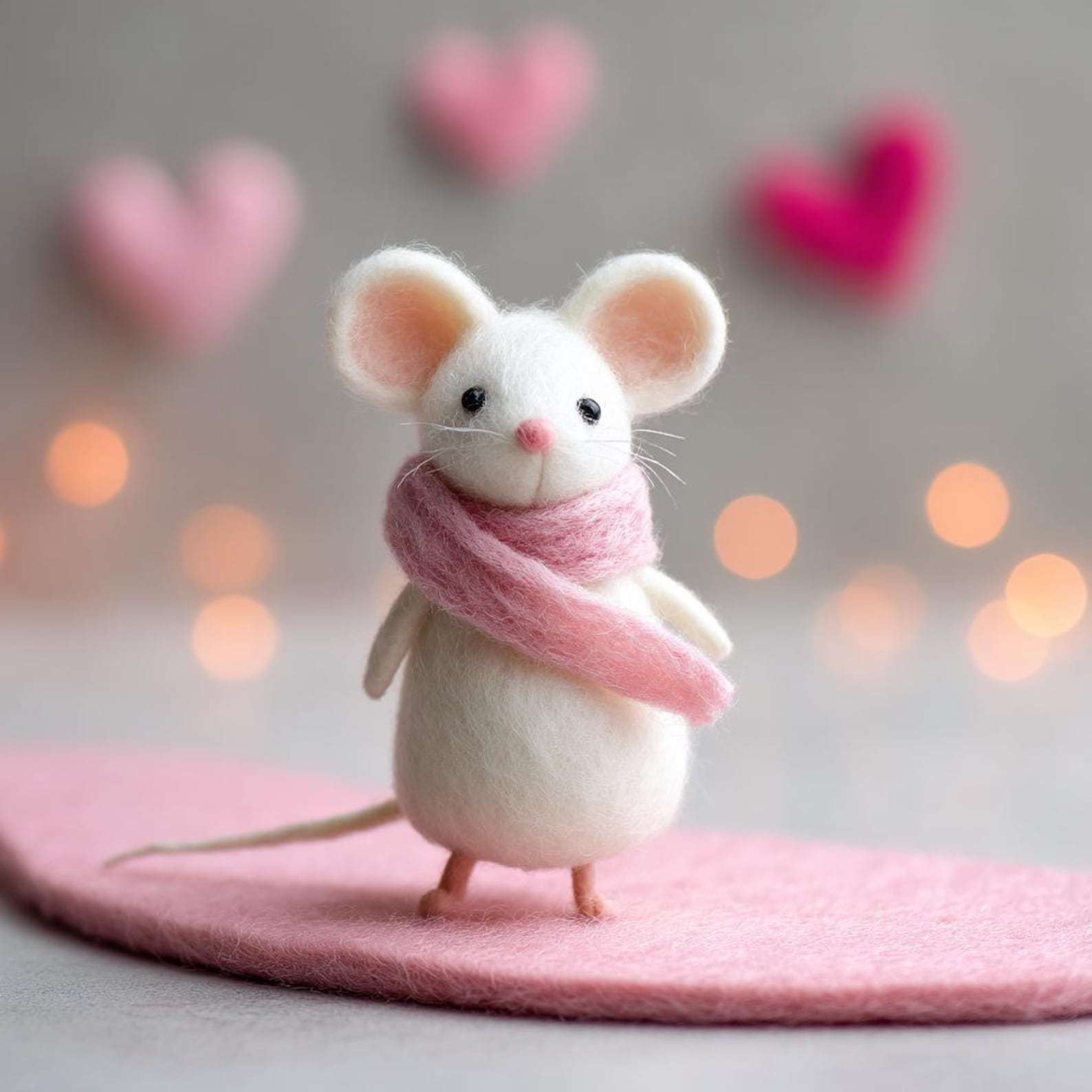 Needle Felted Mouse | Valentine's Day Gift💖