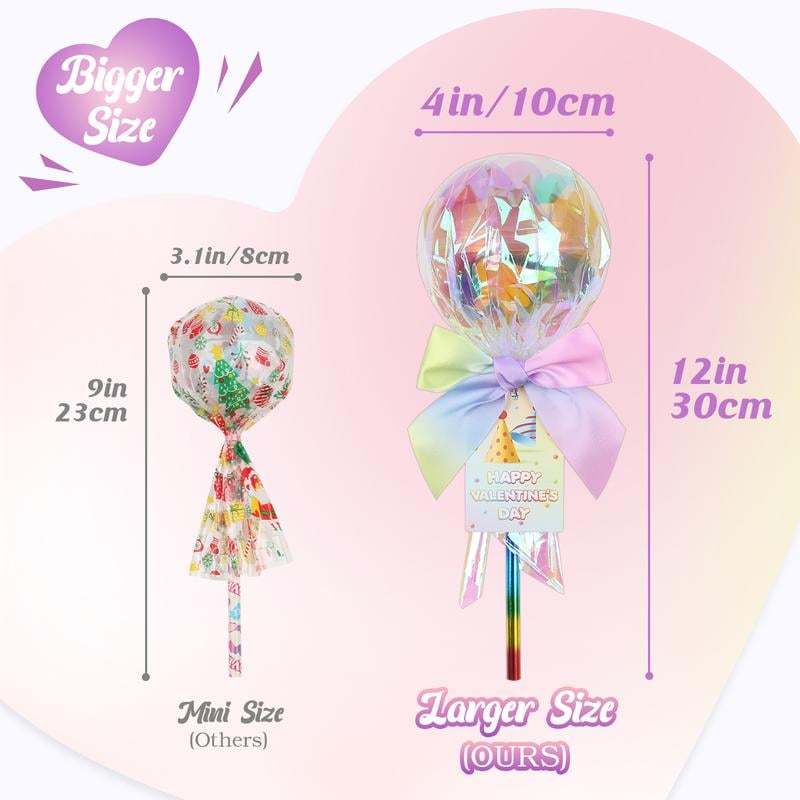 🎁24 Pack Valentines Day Gifts Student Stationery Gifts from Teacher Giant Lolly with Gift Cards