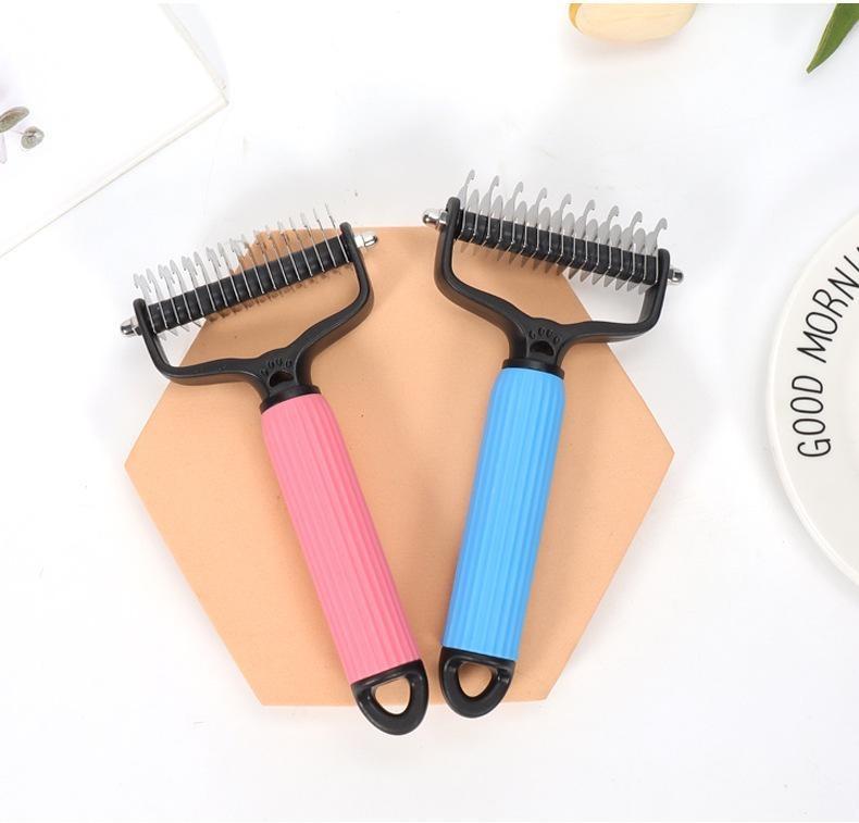 Pet Grooming Tool, Universal Detangling Comb for Dogs, Stainless Steel Double-Sided Design, Effective Shedding Removal & Matted Hair Tamer, Practical Daily Dog Coat Maintenance Supplies.