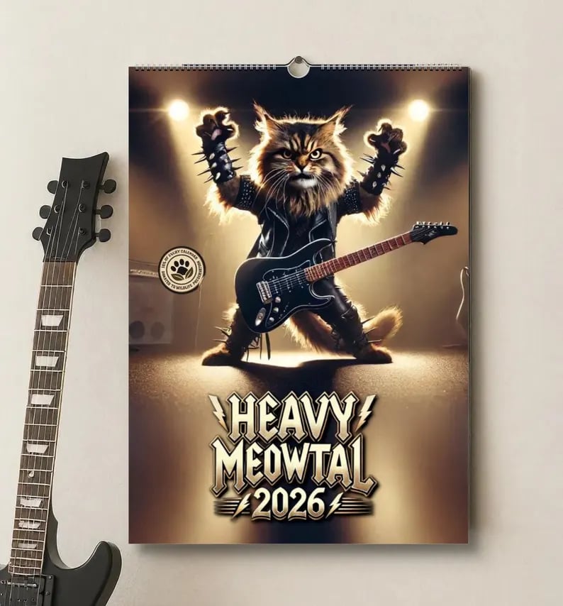 🤘🐱Heavy Meowtal 2026 Calendar: Metal Cat Art