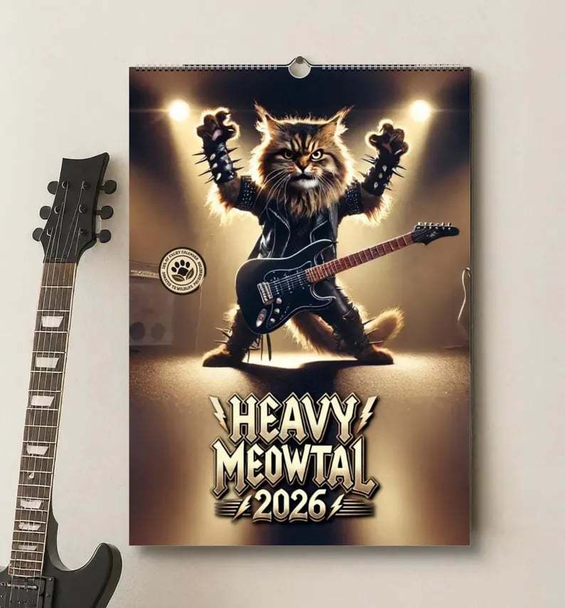 🤘🐱Heavy Meowtal 2026 Calendar: Metal Cat Art
