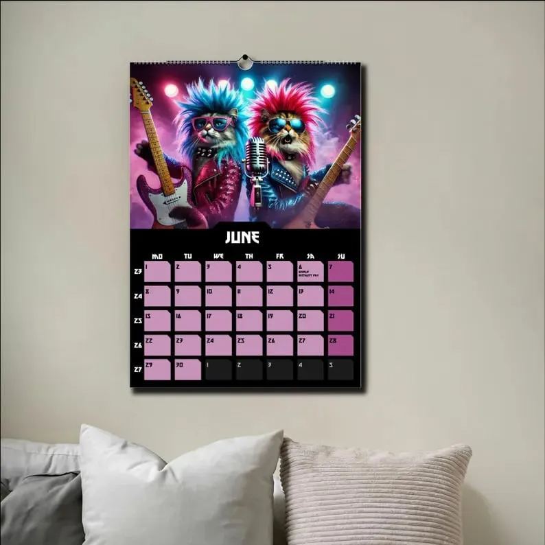 🤘🐱Heavy Meowtal 2026 Calendar: Metal Cat Art