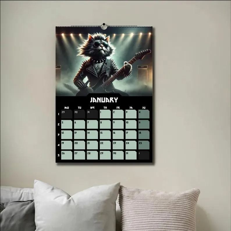 🤘🐱Heavy Meowtal 2026 Calendar: Metal Cat Art