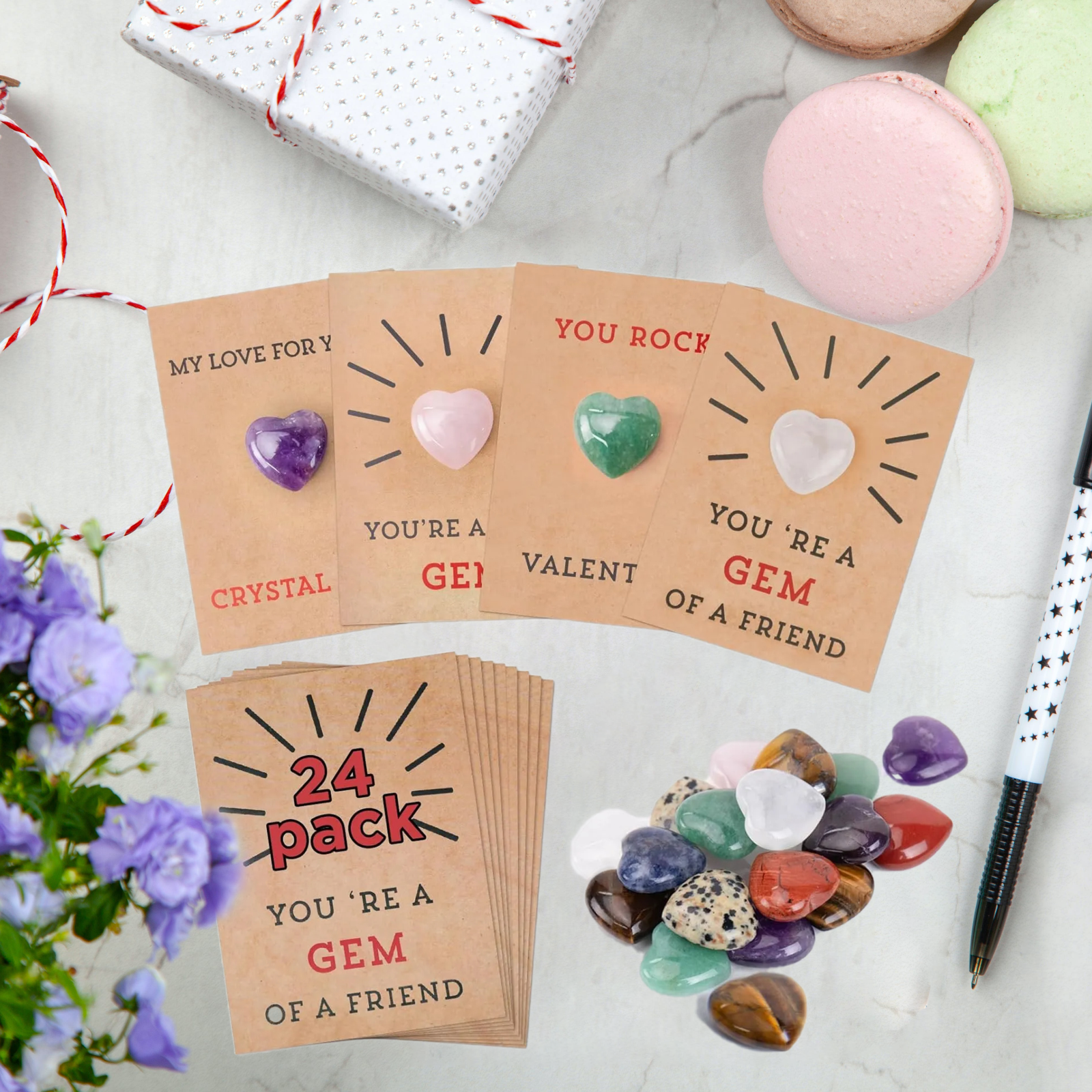 ✨24PCs Cards with Heart-Shape-Valentines Gifts for Kids✨