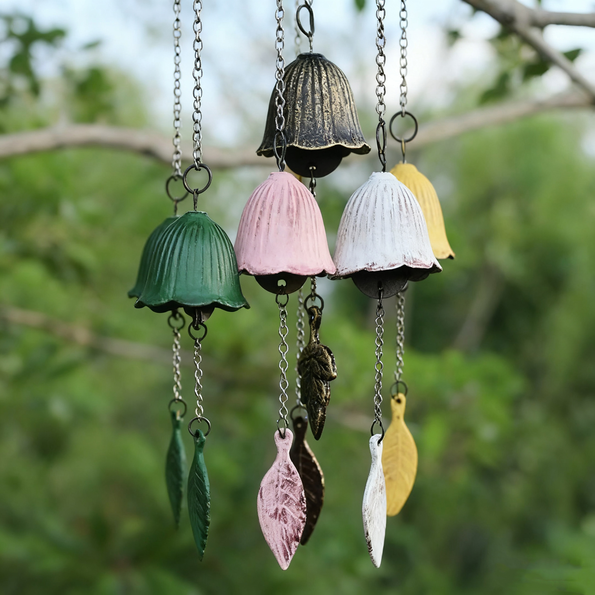 Japanische und chinesische Windglocken aus Gusseisen (2er-Set, zufällige Farben)