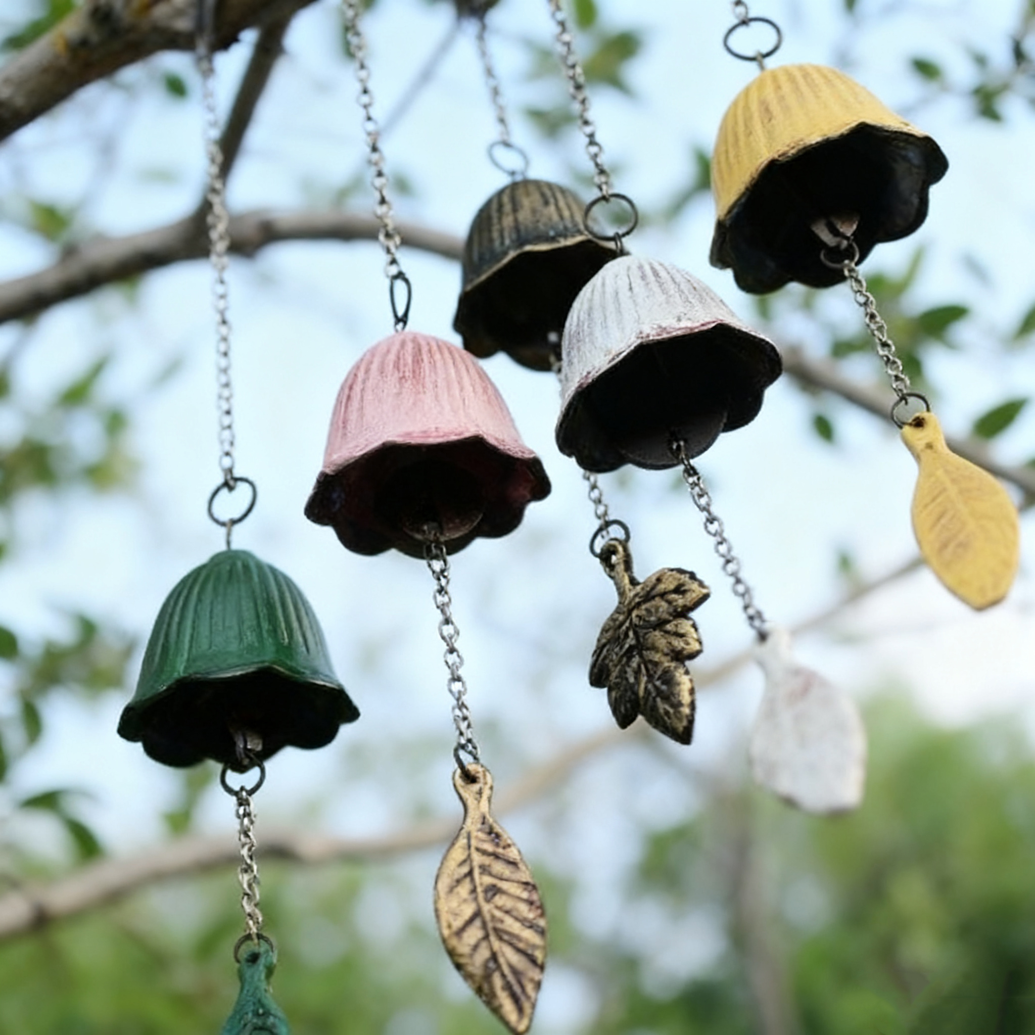 Japanische und chinesische Windglocken aus Gusseisen (2er-Set, zufällige Farben)