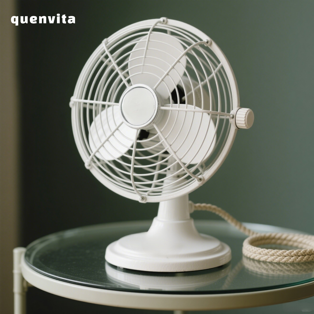 White retro desktop fan