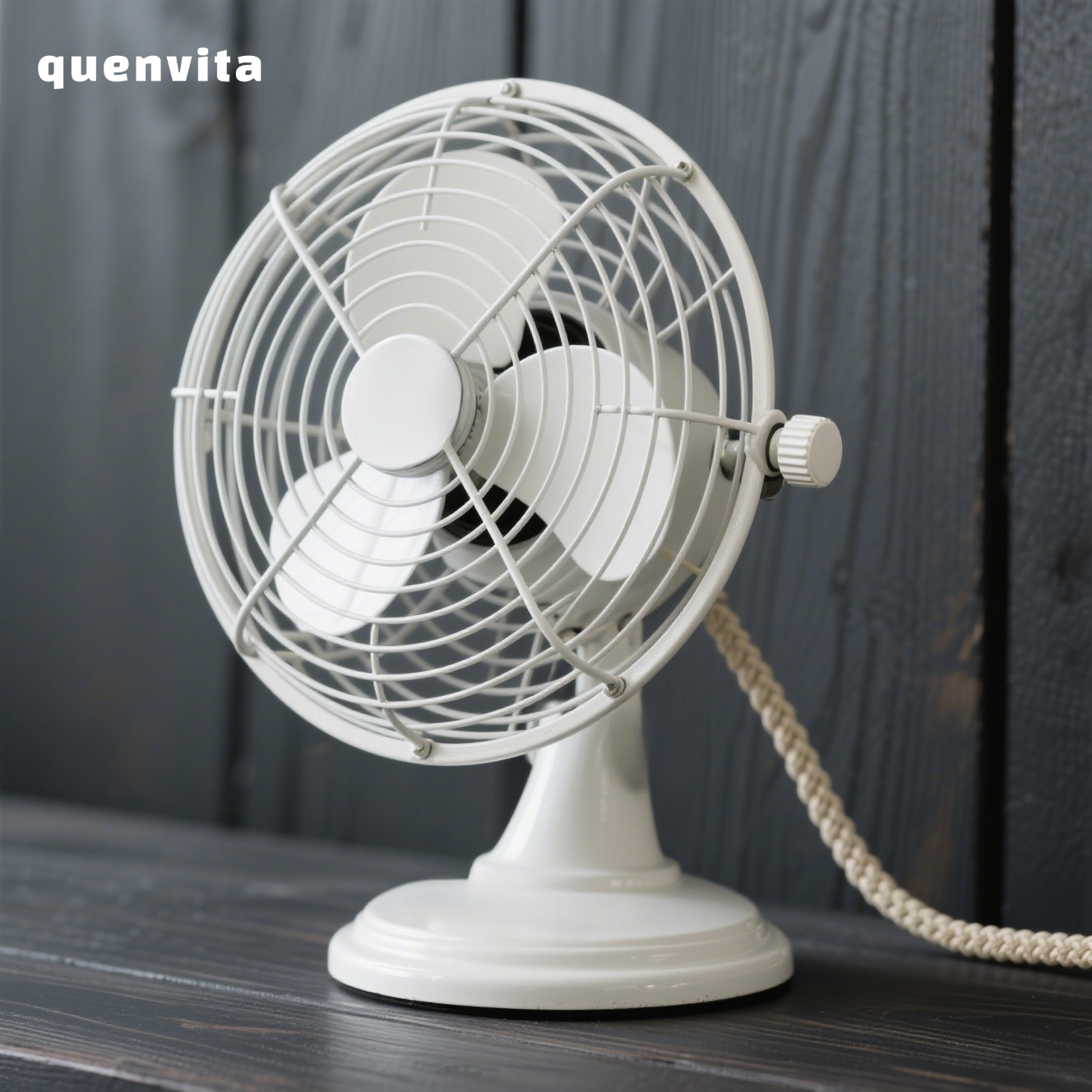 White retro desktop fan