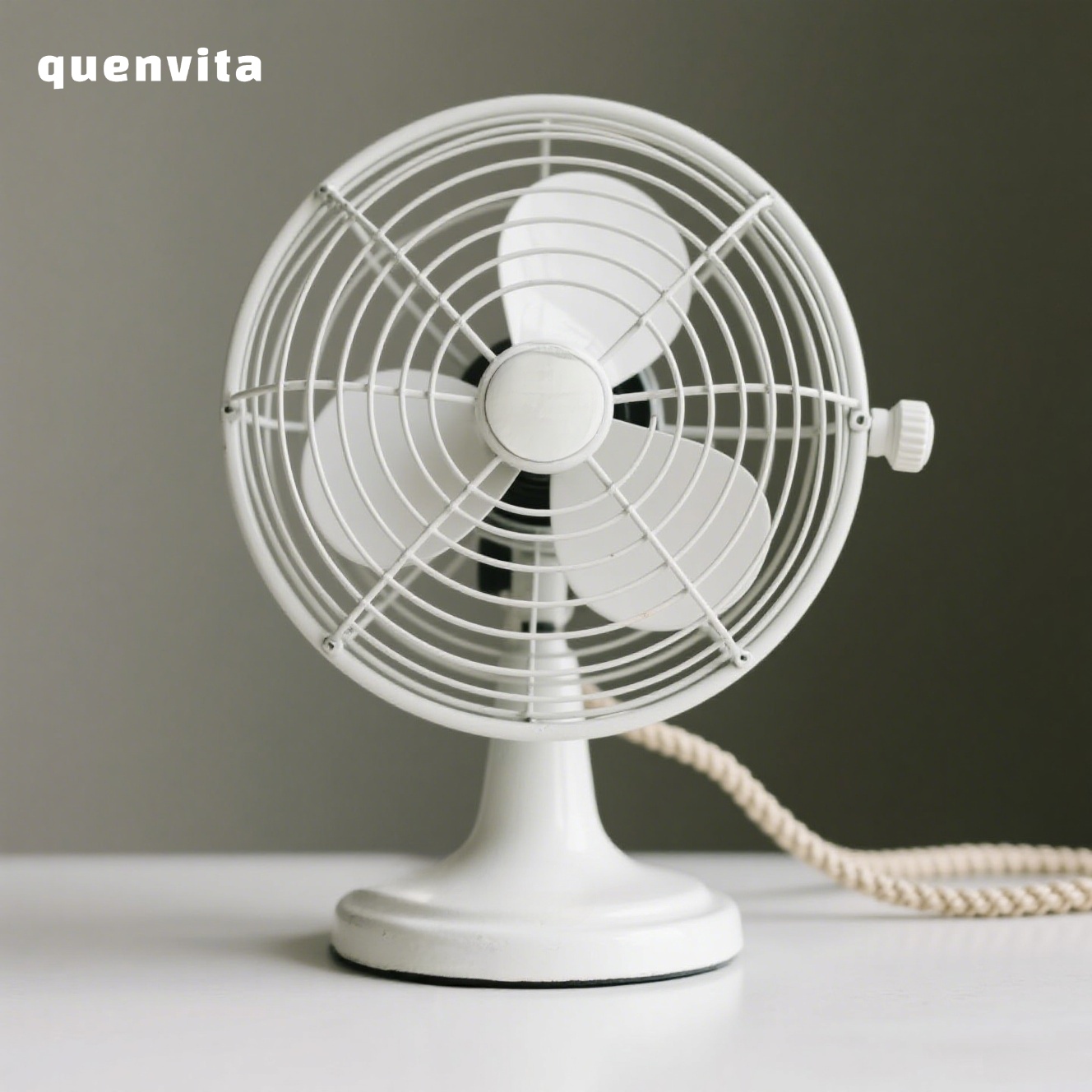 White retro desktop fan