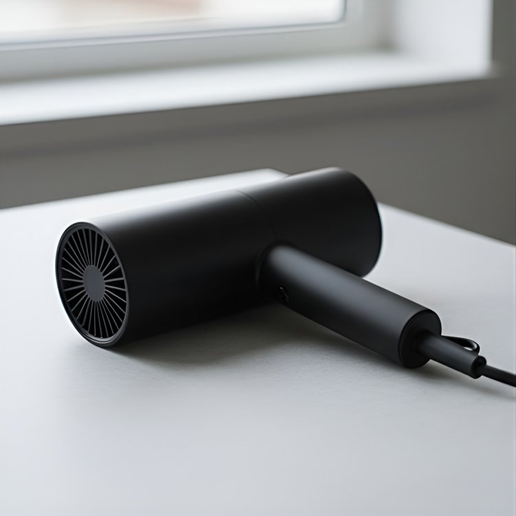 Detailaufnahme des Haartrockners mit ergonomischem Griff