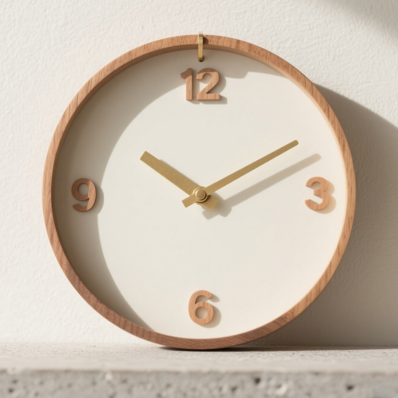 Nowoczesny, prosty zegar ścienny z litego drewna