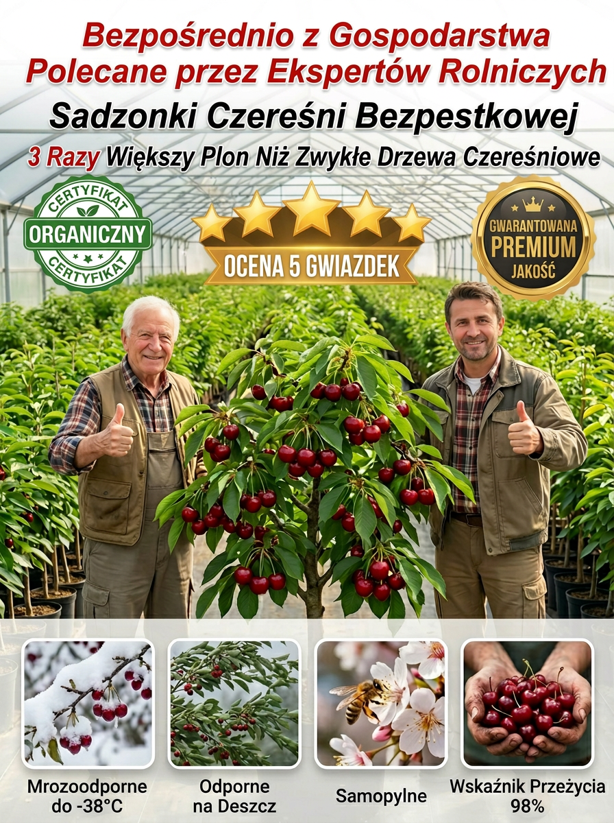 Super słodkie sadzonki wiśni olbrzymiej bezpestkowej