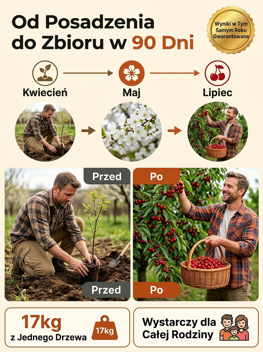 Super słodkie sadzonki wiśni olbrzymiej bezpestkowej