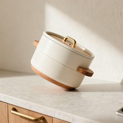 Parowar ze stali nierdzewnej z podwójnym uchwytem i dwiema warstwami