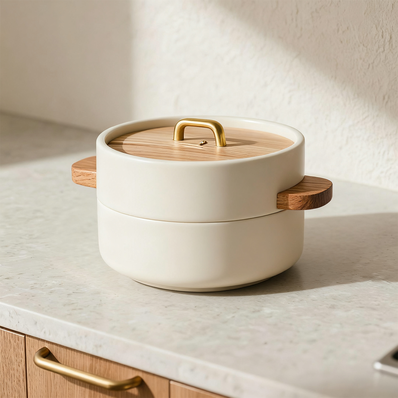 Parowar ze stali nierdzewnej z podwójnym uchwytem i dwiema warstwami