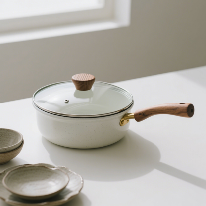 Kör alakú alumínium tapadásmentes edény univerzális főzőedény