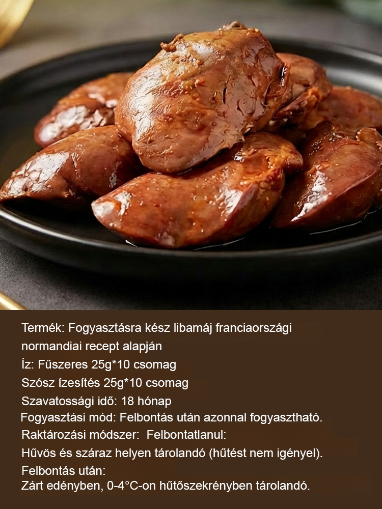 Alacsony hőmérsékletű lassú főzésű normandiai recept szerint készített, azonnal fogyasztható libamáj