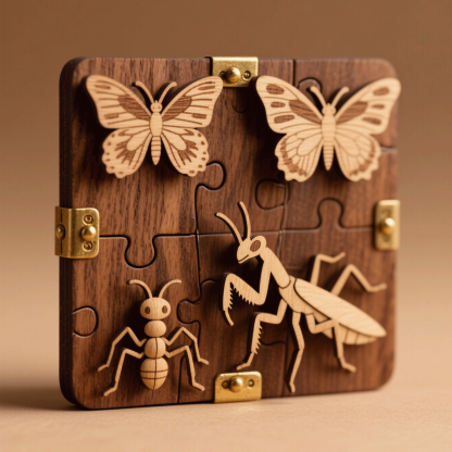 Zestaw 2 drewnianych modeli owadów 3D