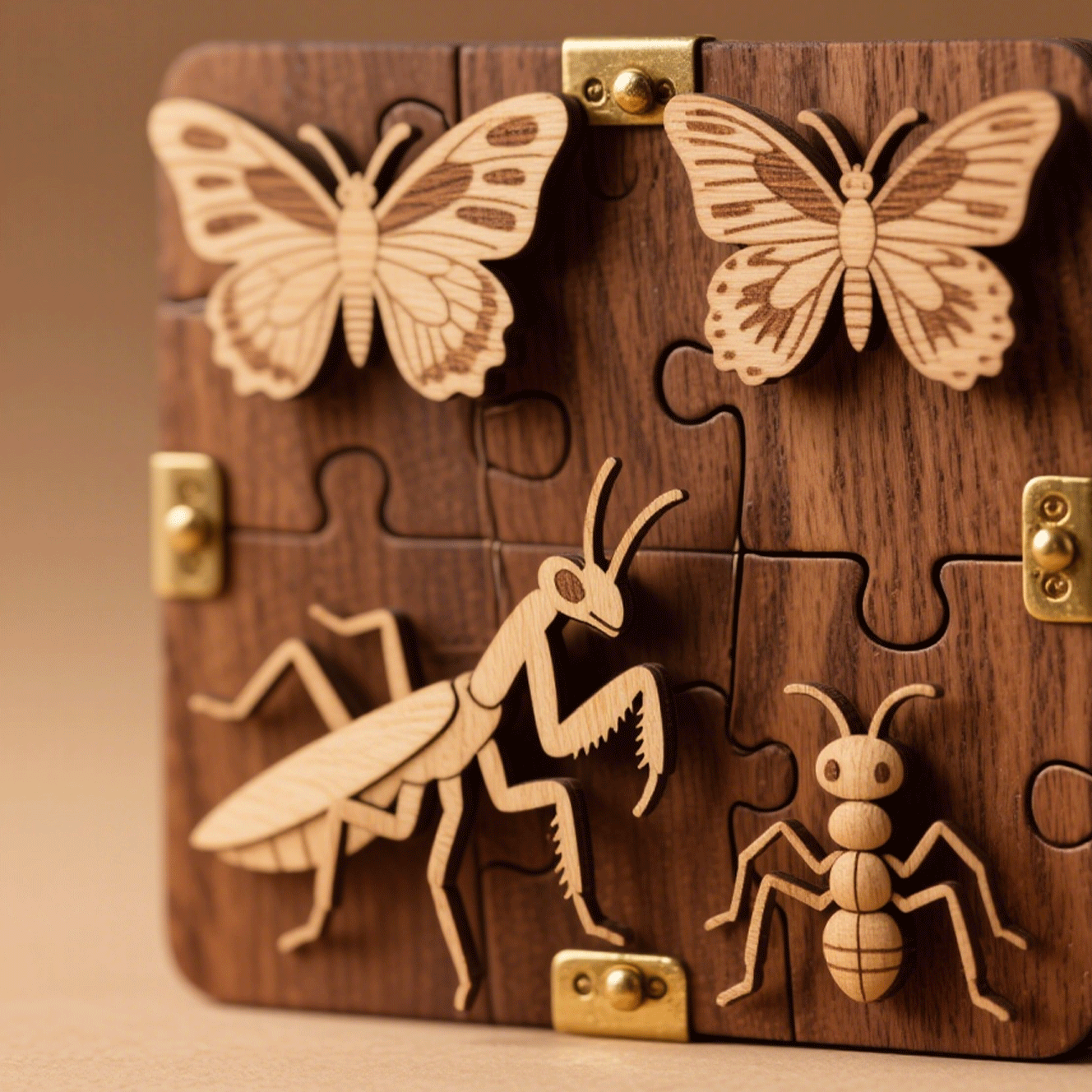 Zestaw 2 drewnianych modeli owadów 3D