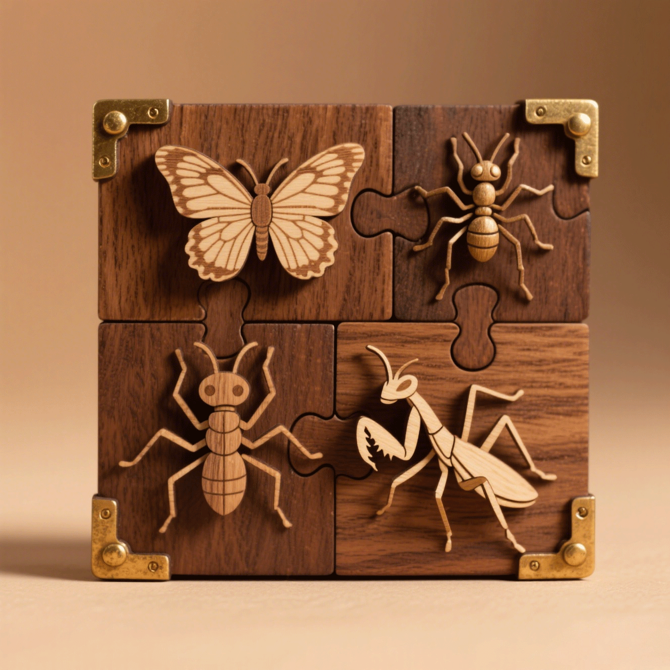 Zestaw 2 drewnianych modeli owadów 3D
