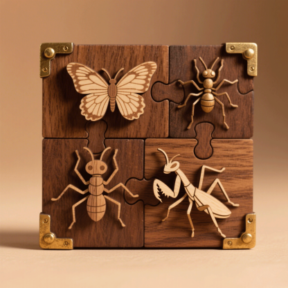 Zestaw 2 drewnianych modeli owadów 3D