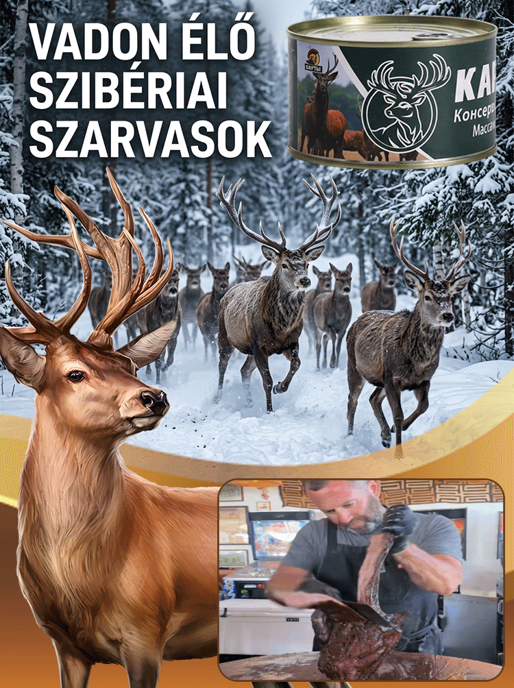 100% vadon élő szibériai erős szarvashús