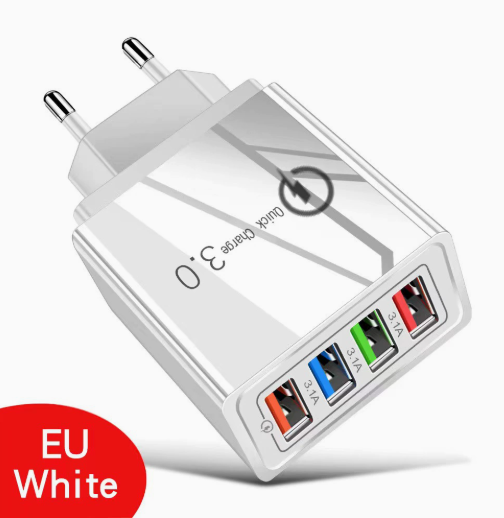 【Növelje a telefon akkumulátorának élettartamát】 Négyportos utazótöltő