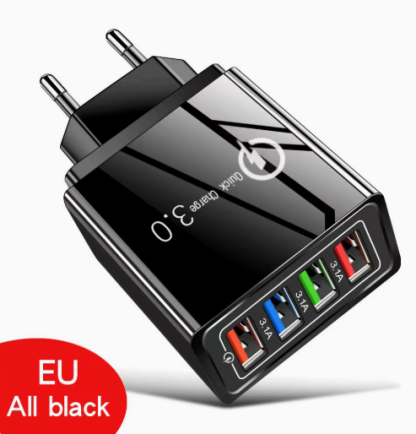 【Növelje a telefon akkumulátorának élettartamát】 Négyportos utazótöltő