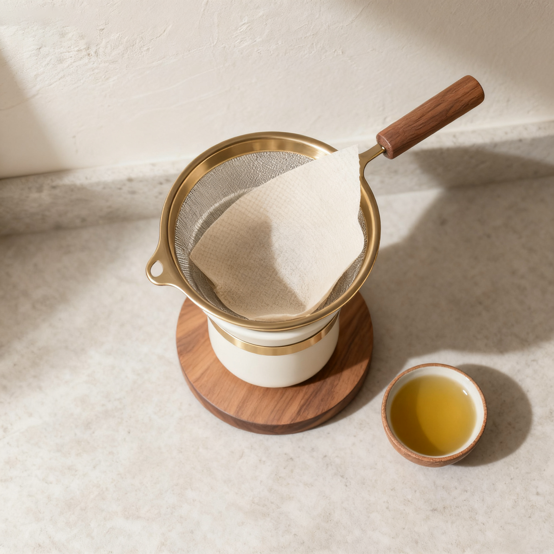 Zestaw metalowych separatorów do białek z drewnianą rączką