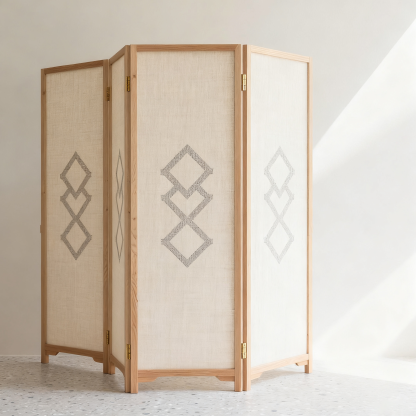 Lekki, luksusowy parawan z ramą z drewna lnianego