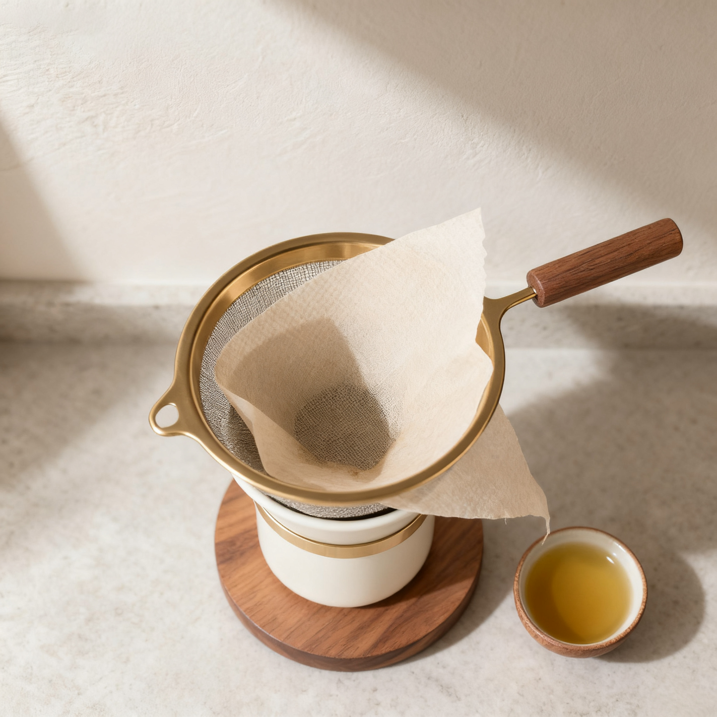 Zestaw metalowych separatorów do białek z drewnianą rączką