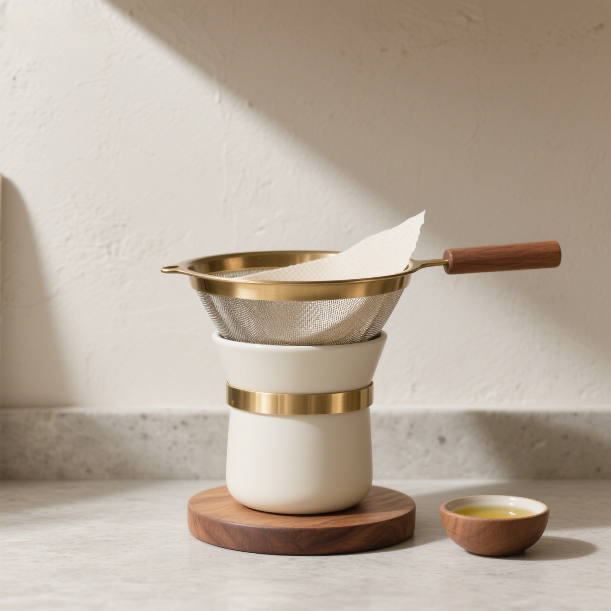 Zestaw metalowych separatorów do białek z drewnianą rączką