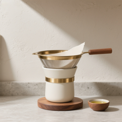 Zestaw metalowych separatorów do białek z drewnianą rączką