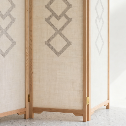 Lekki, luksusowy parawan z ramą z drewna lnianego