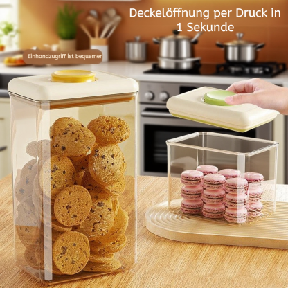 Vakuum-Vorratsdose für Getreide mit Druckknopf, luftdicht und feuchtigkeitsbeständig