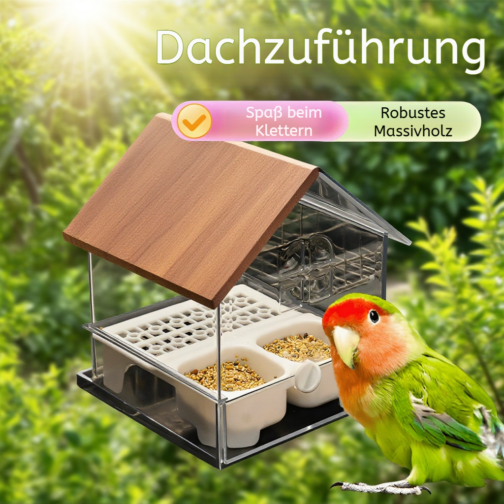 Transparente Vogelvilla Futter- und Wasserspender