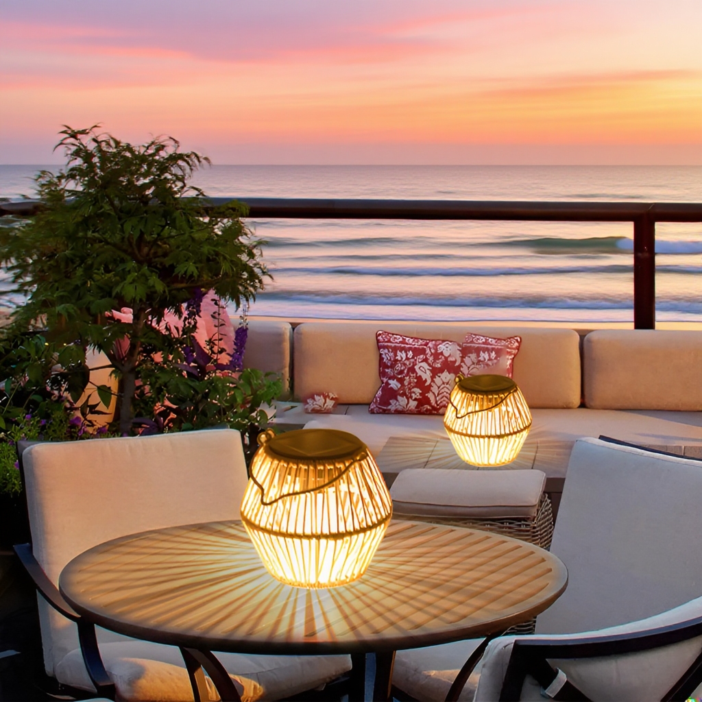  Solar Gartenlaterne aus Bambus, tragbare Handlaterne