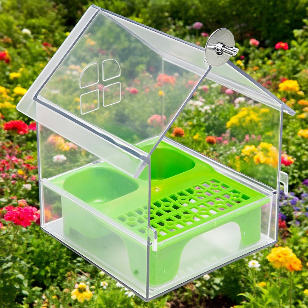 Transparente Vogelvilla Futter- und Wasserspender