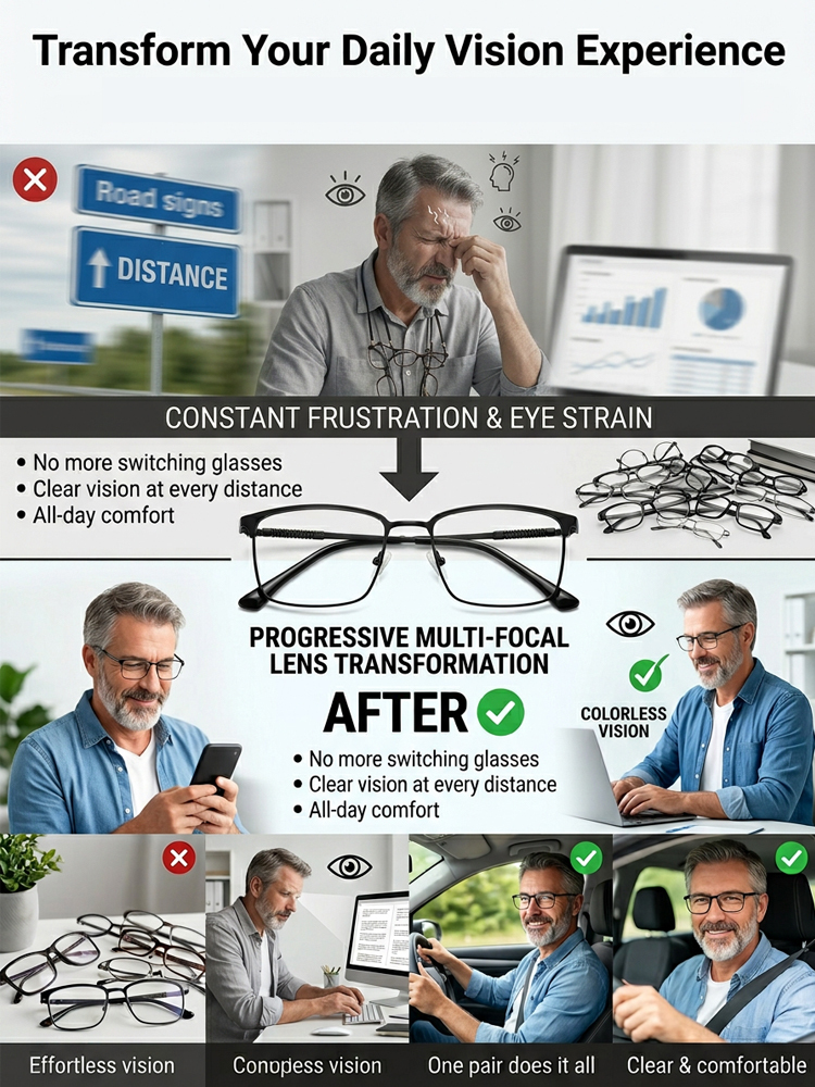 ✨<1 Pair Fits All: +100 to +1000 Corrective Power> German-Engineered Auto-Focus: Crystal Clear Vision in 60ms with Aerospace Titanium! ✨