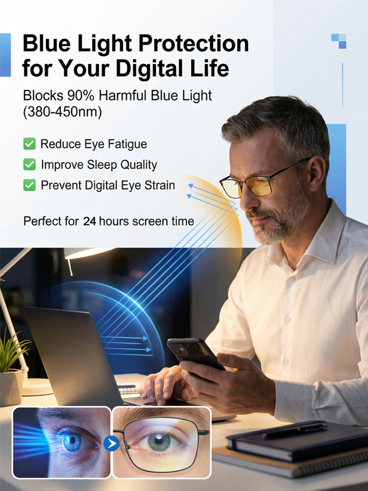 ✨<1 Pair Fits All: +100 to +1000 Corrective Power> German-Engineered Auto-Focus: Crystal Clear Vision in 60ms with Aerospace Titanium! ✨