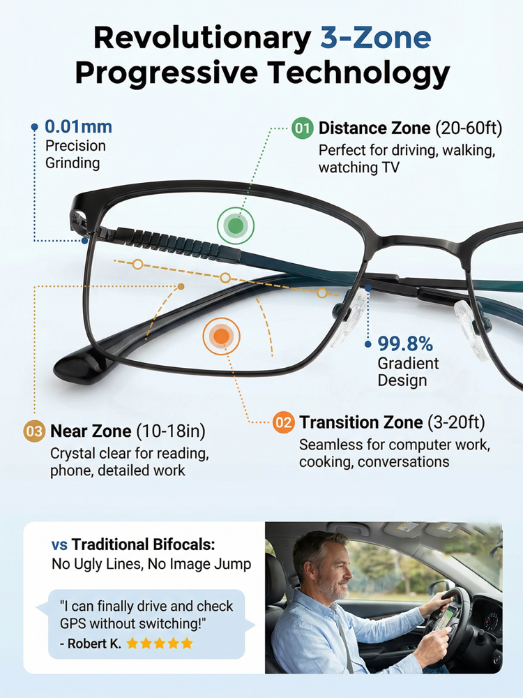 ✨<1 Pair Fits All: +100 to +1000 Corrective Power> German-Engineered Auto-Focus: Crystal Clear Vision in 60ms with Aerospace Titanium! ✨