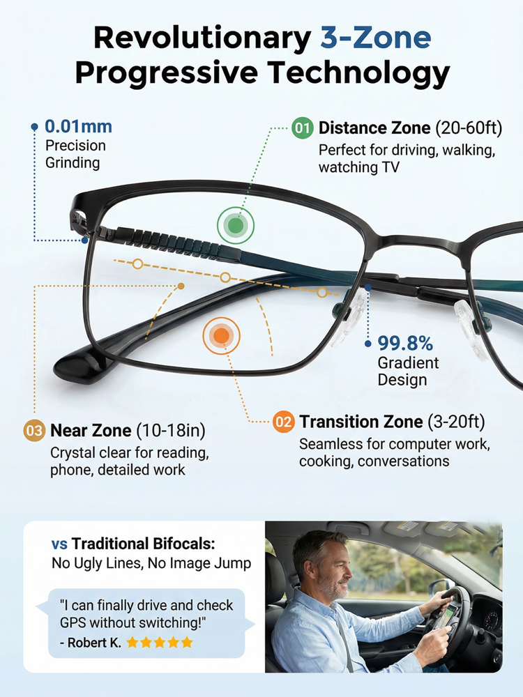✨<1 Pair Fits All: +100 to +1000 Corrective Power> German-Engineered Auto-Focus: Crystal Clear Vision in 60ms with Aerospace Titanium! ✨