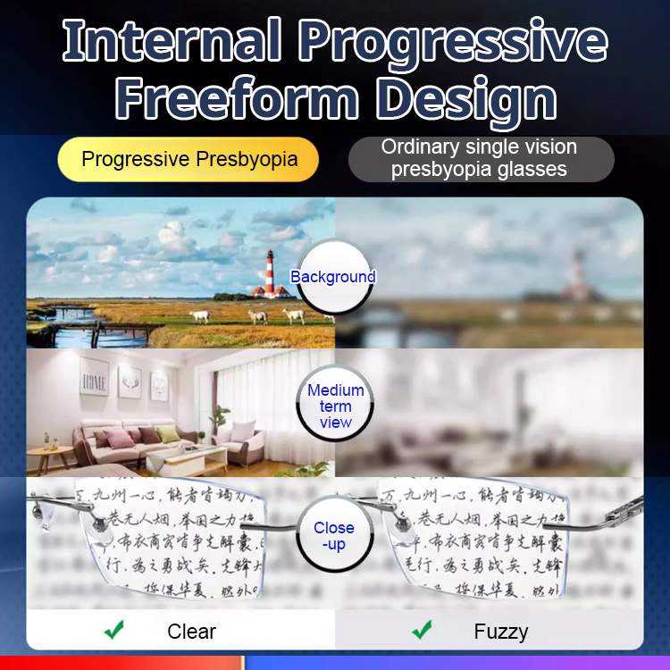 Color-changing anti-blue light presbyopia glasses