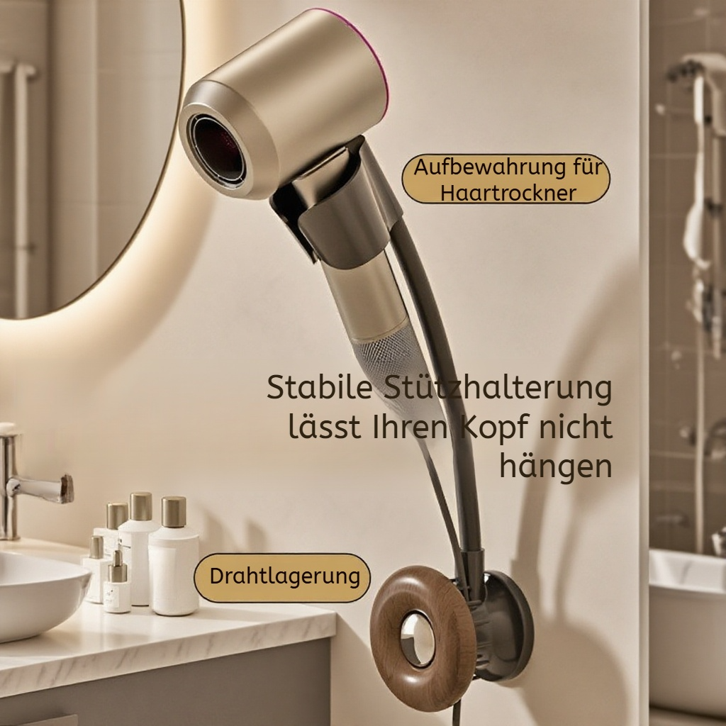 Multifunktionaler Badezimmer Haartrockner-Halter und Organizer