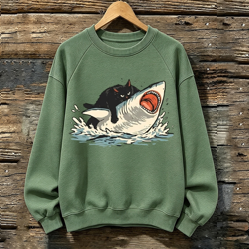 Fat Cat Vs Shark Sweatshirt