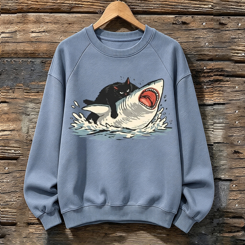 Fat Cat Vs Shark Sweatshirt